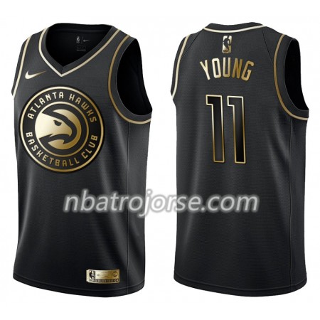 Män Atlanta Hawks Tröja Trae Young 11 Nike Svart Guld Edition Swingman